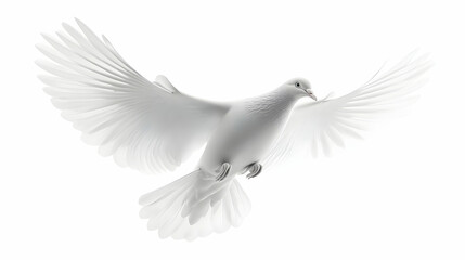 Fototapeta premium 3D Icon of Ascending White Dove Symbolizing Freedom and Hope - Medium Shot on Isolated White Background