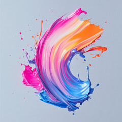 un degradado de pinceladas abstractas con salpicaduras vívidas de rosa, naranja y azul.
