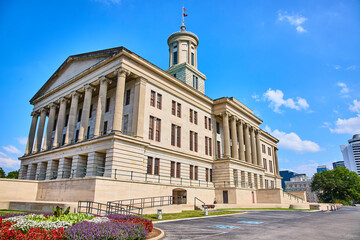 Tennessee State Capitol and Gardens Low Angle View