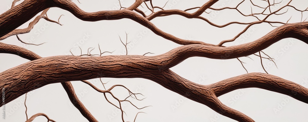 Wall mural tree branches intertwined, abstract intertwining branches creating geometric or organic patterns