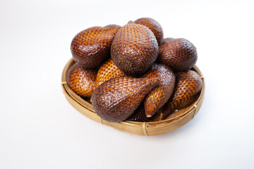 fruit salak. Snakefruit from Indonesia tastes sweet and sour with a plain white background