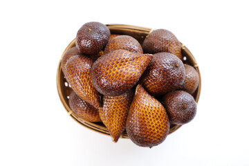 fruit salak. Snakefruit from Indonesia tastes sweet and sour with a plain white background