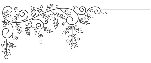Obraz premium christmas vector , christmas holly berry line art style illustration