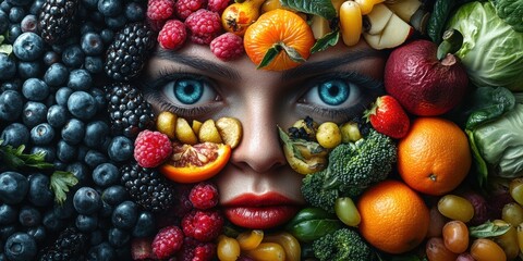 The whimsical cityscape where lively fruits with eyes add a playful and colorful touch to daily city life