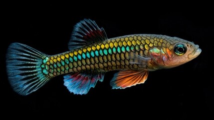 Fototapeta premium Killifish: A Killifish with an elongated body and colorful markings