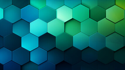 Naklejka premium Abstract pattern of blue and green hexagons creating a gradient effect