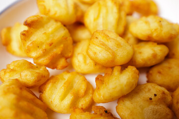 potato balls. Snack made from potatoes and fried flour on a white background