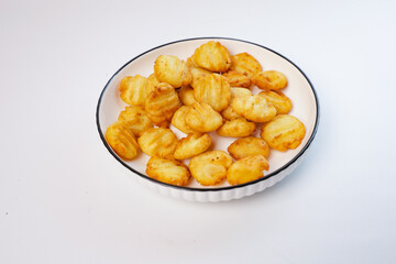 potato balls. Snack made from potatoes and fried flour on a white background