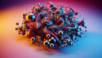 Stunning 3D Abstract Liquid Glass with Vibrant Color Reflections image.