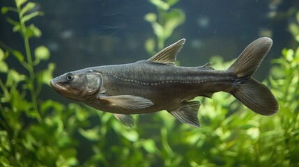 Fototapeta premium Pangasius Catfish: A Pangasius Catfish with an elongated body and distinctive features
