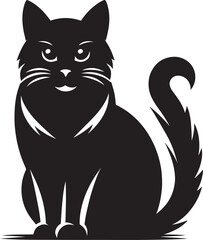 Cat Silhouette isolated on a white background Minimalist cute cat vector shape