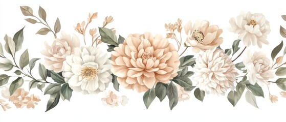 Obraz premium A stunning and beautifully crafted watercolor painting of a wedding bouquet filled with gorgeous autumn blooms and lush foliage, making it the perfect choice for a dreamy bohemian wedding atmosphere