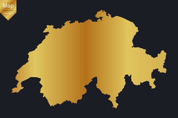 Abstract - High Detailed Gold Map of Switzerland. Vector illustration eps10.	
