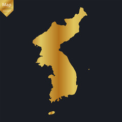 Abstract - High Detailed Gold Map of Korea. Vector illustration eps10.	
