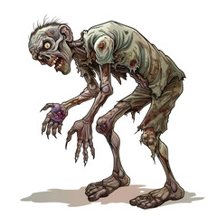 Fototapeta premium Creepy Zombie Character in Tattered Clothing