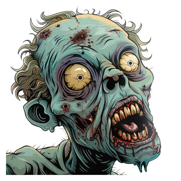 Creepy zombie character with gory details