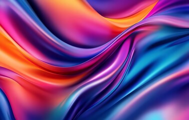 Abstract colorful flowing fabric with glowing particles