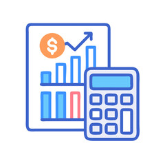 Fototapeta premium Financial Chart and Calculator, Business Growth and Profit Illustration