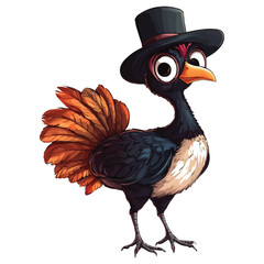 Cute cartoon turkey wearing a hat vector illustration clipart