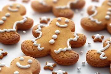 Gingerbread hollidays cookies. A close up of a cookie with a smiley face on it. The cookie is decorated with icing and has a star on it