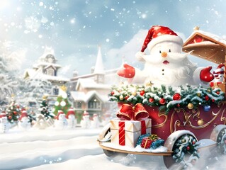 Obraz premium Magical Christmas Parade with Enchanted Floats Powered by Holiday Spirit