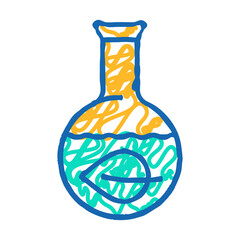 herbal leaf in laboratory flask doodle icon sketch vector. herbal leaf in laboratory flask sign. isolated symbol illustration