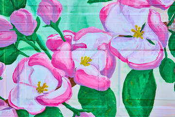 Vibrant Floral Mural with Pink Blossoms in Hoagland Eye-Level View © Nicholas J. Klein