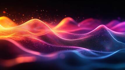 Obraz premium A close up of a wave of colored light on a black background