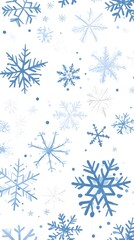 Fototapeta premium Abstract blue snowflake pattern on a white background, vector illustration, flat design, digital art, simple, minimalistic