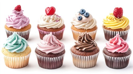 cute cupcake set, white background