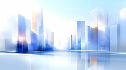 Modern Cityscape: Glass Buildings Reflecting Sky, Urban Architecture Design