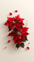 Vibrant Red Poinsettia Plant in a Festive Holiday Arrangement on a Minimal Background