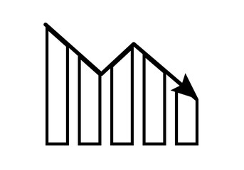 Icono negro de gr&aacute;fico en ca&iacute;da de crisis