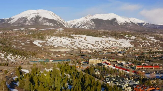 Snow Covered Mountains Morning Aerial