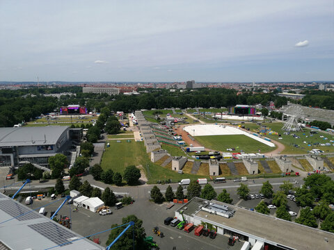 Rock im Park 2022 Aufbau, Zeppelinfeld, Luftbild
