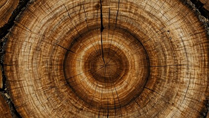 Close-up of tree rings on a freshly cut log showing intricate growth patterns.