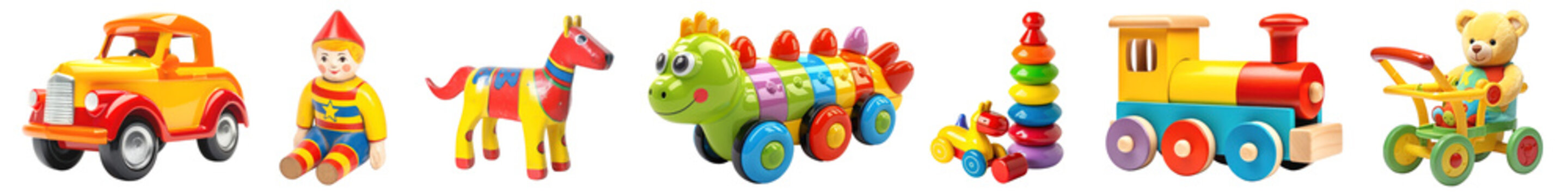 Baby and toddler toy png cut out element set