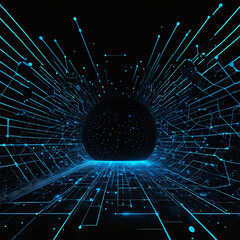 Abstract background blue lines technology data glowing lines form a corridor