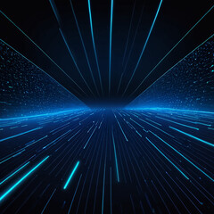 Abstract background blue lines technology data glowing lines form a corridor