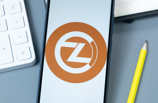 New York, USA - 30 August 2024: ZClassic ZCL Logo on Phone Screen, Crypto Icon on Display