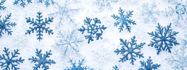 Abstract blue snowflake pattern on a white background, vector illustration, flat design, digital art, simple, minimalistic