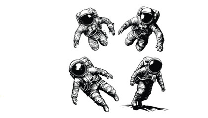 Fototapeta premium Astronaut silhouette vector illustrations