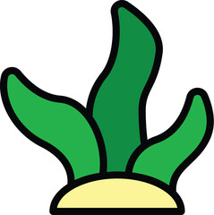 Simple vector illustration of green seaweed growing from the sand on the seabed