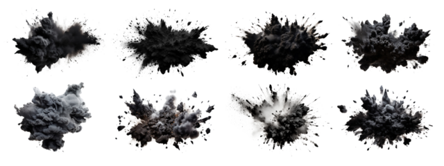 Black explosion  png cut out element set