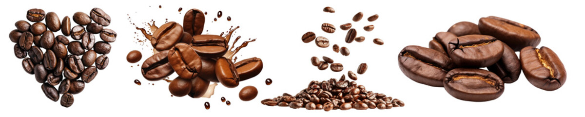Coffee beans png cut out element set
