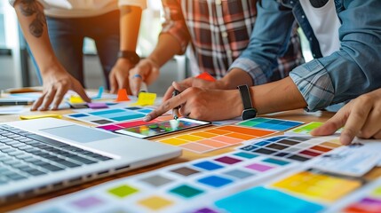 Fototapeta premium Creative Team Discussing Color Scheme Design