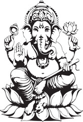 Fototapeta premium Hindu God Ganesh Silhouette vector art illustration