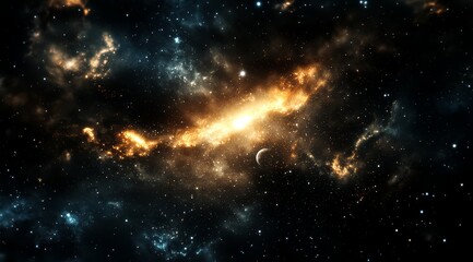Bright Galaxy in Outer Space with Stars