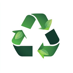 Obraz premium Minimalist leaf icon with a recycling symbol inside