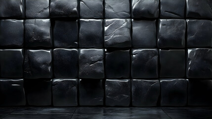 Obraz premium Black Stone Wall Texture: Dark, Rough, and Realistic